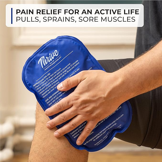 Thrive Reusable Ice Packs for Injuries - Large 2-Pack, Dark Blue - Long-Lasting Gel Cold Therapy - Ice Pack for Neck & Shoulders, Knee & Back Pain Relief-StrideForce Fitness