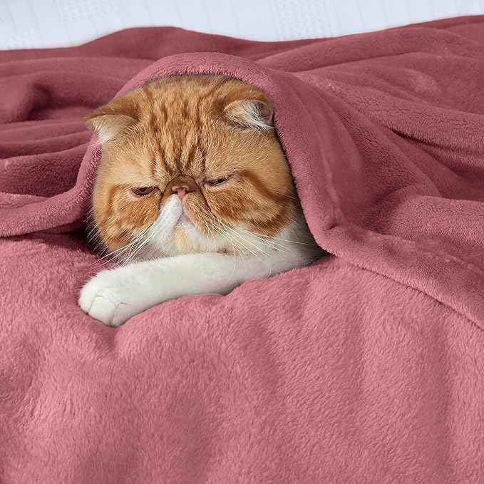 Bedsure Fleece Blankets Twin Size Rose Pink - 300GSM Lightweight Plush Fuzzy Cozy Soft Blanket for Bed, Sofa, Couch, Travel, Camping, 60x80 inches-StrideForce Fitness