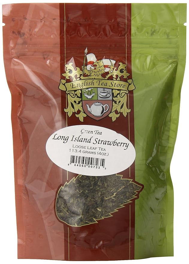 Long Island Strawberry Green Tea | Loose Leaf Sencha Style | Hunan China Green Tea with Sweet Strawberry Flavor and Dried Papaya Pieces | Refreshing Fruity Blend | 4oz Pouches-StrideForce Fitness