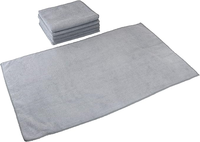 Arkwright Microfiber Gym Towel - Pack of 12 - Super Soft, Quick Dry Workout Sweat Towels, 300 GSM Lightweight & Absorbent for Sports, Working Out, Yoga, and Spa, 16 x 27 in, Grey-StrideForce Fitness