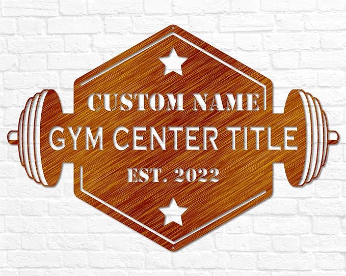 Personalized Gym Sign with Name | Hexagon Gym Garage Decor | Gym Decor for Home Gym | Established Signs for Workout Room | Gift for Athlete-StrideForce Fitness