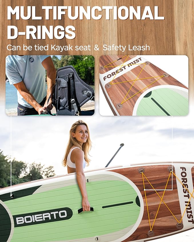 Inflatable Stand Up Paddle Board 10'8“*34"/11'*33" Extra Wide Paddle Boards for Adults, SUP with Premium Accessories & Nylon Backpack, Adjustable Paddle, Hand Pump, Bottom Fin, Leash-StrideForce Fitness