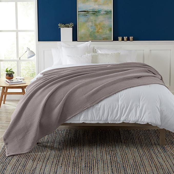 100% Cotton Waffle Weave Bed Blanket | Soft, Breathable, and Lightweight Blanket for All-Season | Perfect for Layering | Brielle Collection (King, Charcoal)-StrideForce Fitness