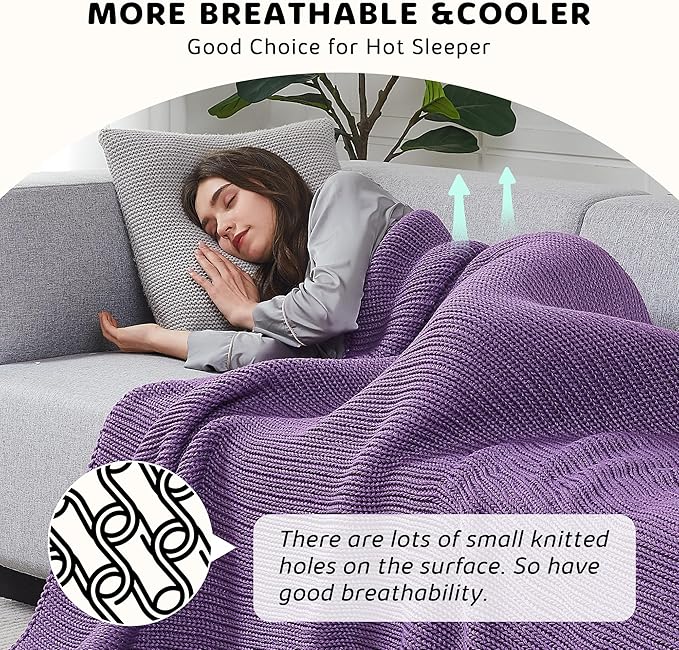 L'AGRATY Knitted Weighted Blanket - 48"x72" 12lbs Cooling Chunky Knit Heavy Blanket for Adults Braided Crochet Throw Thick Cable Yarn Knit Decorative No Beads Evenly Weighted Machine Washable-StrideForce Fitness