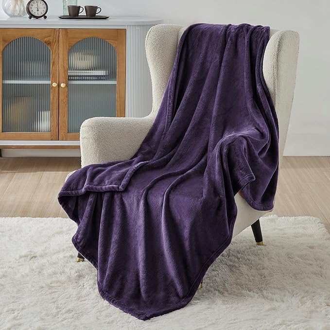 Bedsure Fleece Throw XL Blanket Purple - 300GSM Soft Lightweight Plush Cozy Blankets for Bed, Sofa, Couch, Travel, Camping, 50x70 inches-StrideForce Fitness