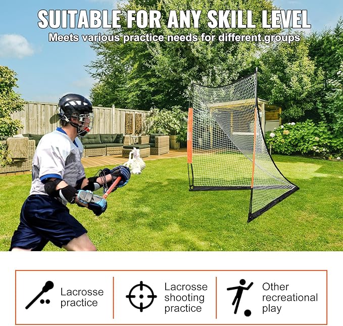 VEVOR Portable Lacrosse Goal - Complete Training Accessory Set with Extended Coverage for Youth and Adults-StrideForce Fitness