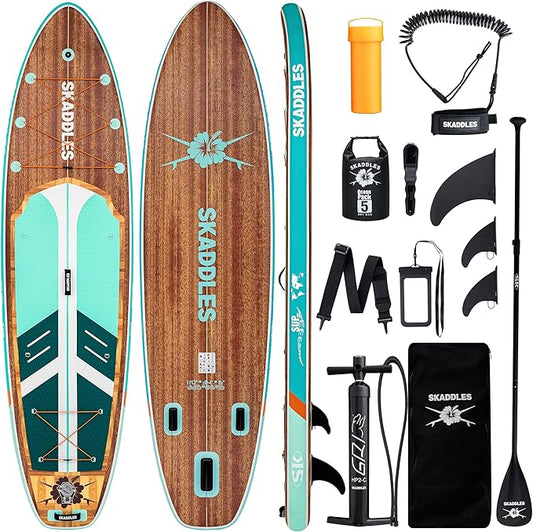 11' Inflatable Stand Up Paddle Board – Extra Wide SUP for Adults & Kids of All Skill Levels, Stable Paddleboard with Pump, Fins, Backpack, Accessories & Waterproof Phone Pouch-StrideForce Fitness