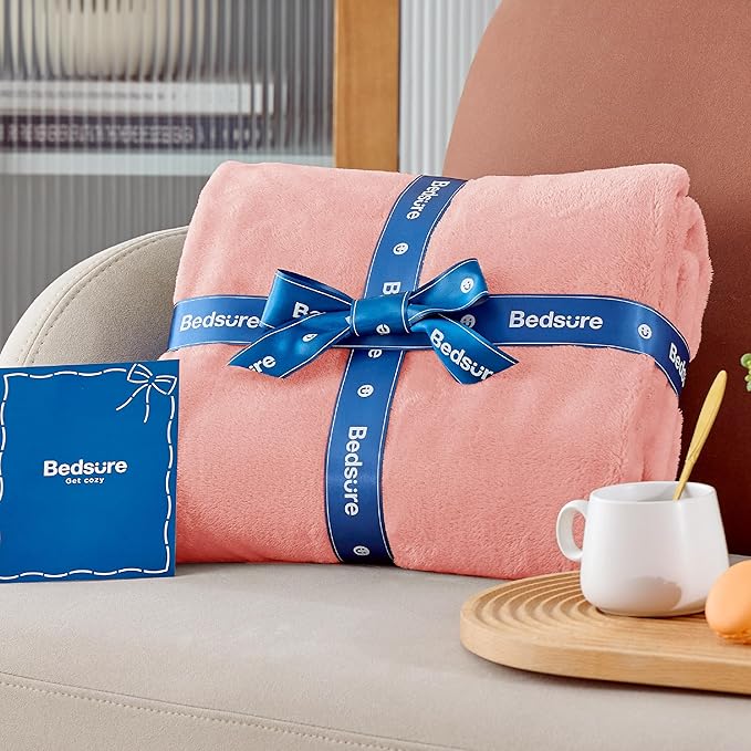 Bedsure Fleece Throw Blanket for Couch Pink - Lightweight Plush Fuzzy Cozy Soft Blankets and Throws for Sofa, 50x60 inches-StrideForce Fitness