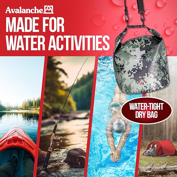 Avalanche First Aid Kit in Dry Bag, 103 Pcs Emergency Supplies Kit in Waterproof Bag for Home, Car, Travel, Sports or Camping, Durable, Ideal for Water Activities, Survival Gear Kit-StrideForce Fitness