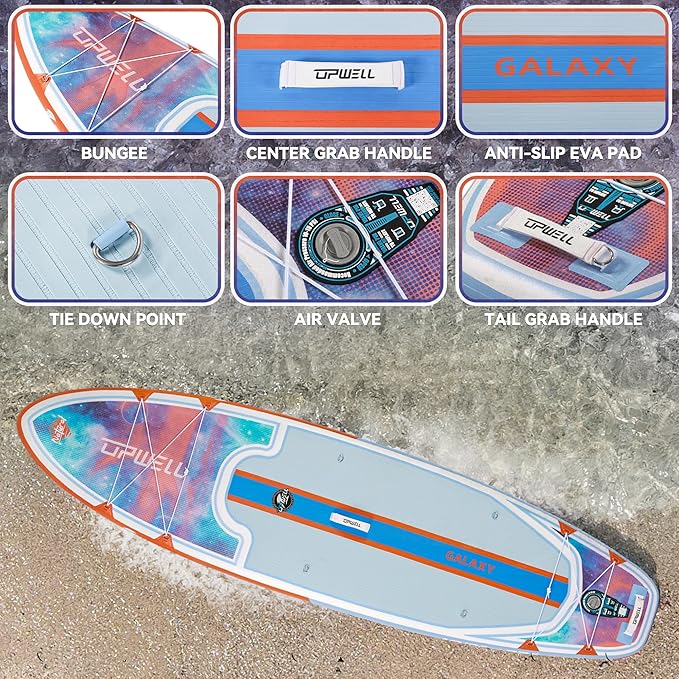 UPWELL 11’6”/11'2”/11'/10'8”/10'6”/10'2” Inflatable Stand Up Paddle Board with sup Accessories Including Backpack, Repairing Kits, Non-Slip Deck, Leash, 3 Fins, Paddle and Hand Pump-StrideForce Fitness