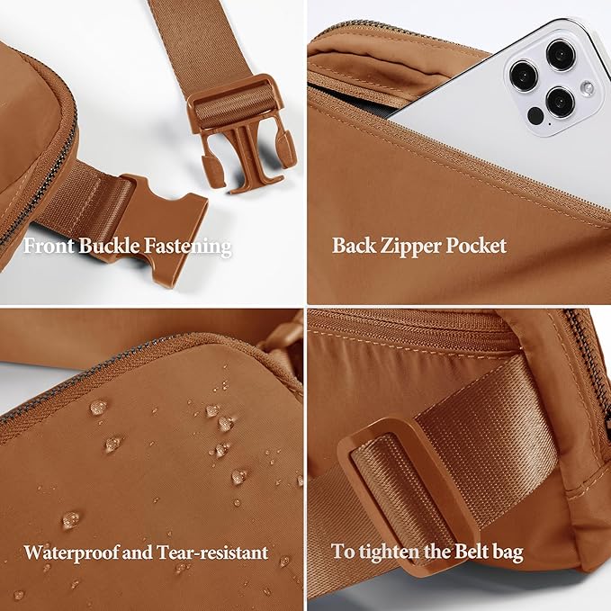 ODODOS Unisex Mini Belt Bag with Adjustable Strap Small Fanny Pack for Workout Running Traveling Hiking, Sugar Almond-StrideForce Fitness