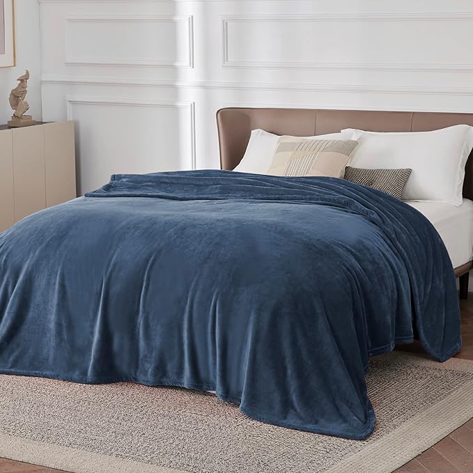 Bedsure Fleece Blanket California King Mineral Blue - Lightweight Plush Fuzzy Cozy Soft Bed Blankets, 102x96 inches-StrideForce Fitness