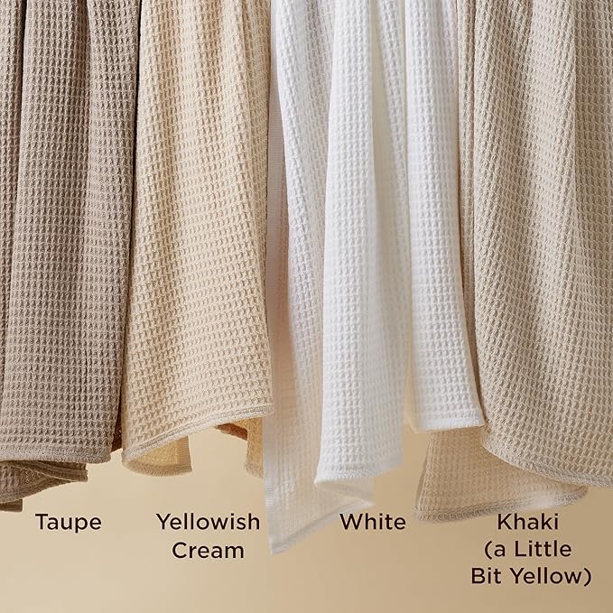 Bedsure 100% Cotton Blanket Queen Size for Bed - Breathable and Soft, Waffle Weave Blanket for Summer, Thick Cozy Fall Blankets for Women Gift, Khaki (a Little Bit Yellow), 90x90 Inches-StrideForce Fitness