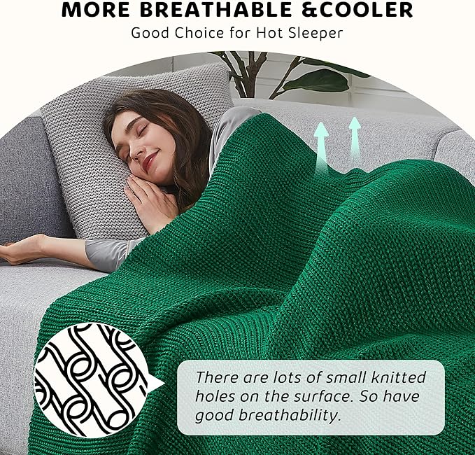 L'AGRATY Knitted Weighted Blanket - 48"x72" 15lbs Cooling Chunky Knit Heavy Blanket for Adults Braided Crochet Throw Thick Cable Yarn Knit Decorative No Beads Evenly Weighted Machine Washable-StrideForce Fitness