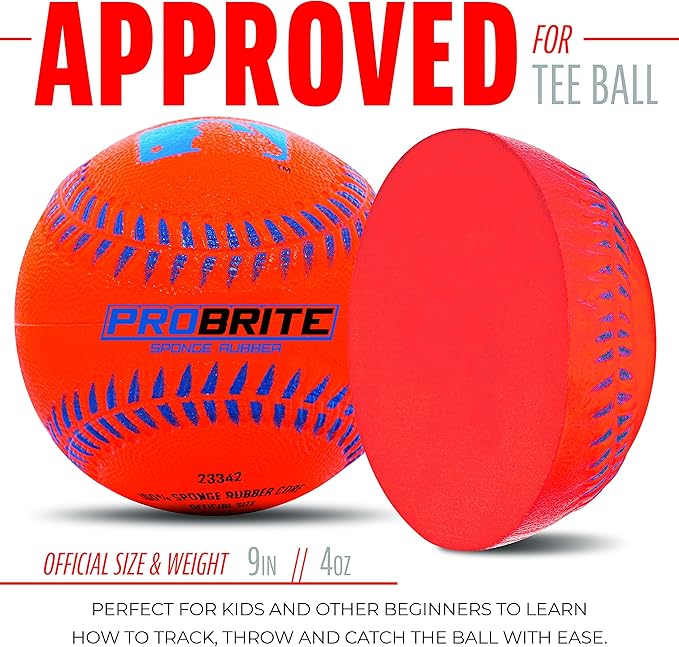Franklin Sports - Pro Brite - Neon Rubber Teeball - MLB - Youth Tball - Baseball + Softball - Indoor & Outdoor Use-StrideForce Fitness