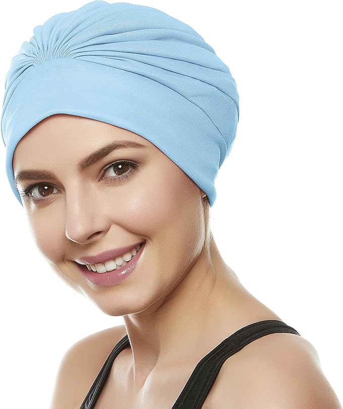 BEEMO Swim Caps for Women Swimming Turban Polyester Latex Lined Pleated for Ladies-StrideForce Fitness