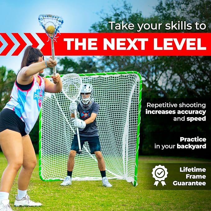 Velocity - Lacrosse Goal - Portable Steel Frame with Black Net, Perfect for Youth and Adult Training, Backyard Design-StrideForce Fitness