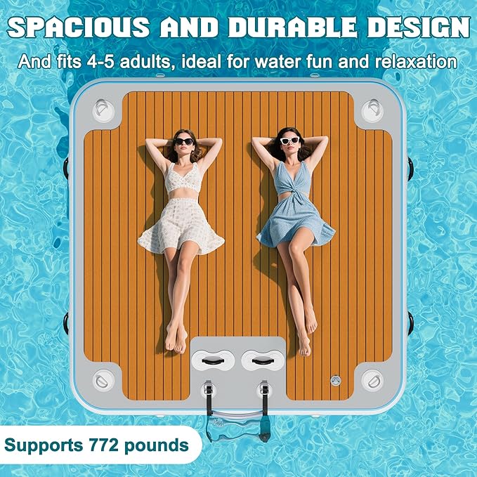 Specraft Inflatable Floating Dock, Non-Slip Air Dock Platform loating Island Raft with Rope Ladder for Pool Lake Beach Ocean-StrideForce Fitness