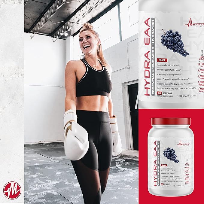 Metabolic Nutrition Hydra EAA, 1000g of Essential Amino Acids + Hydration, EAAs, BCAAs, Glutamine, Electorlytes, Coconut Water & Glycerol, Amazing Flavors (Fruit Punch, 1000g)-StrideForce Fitness