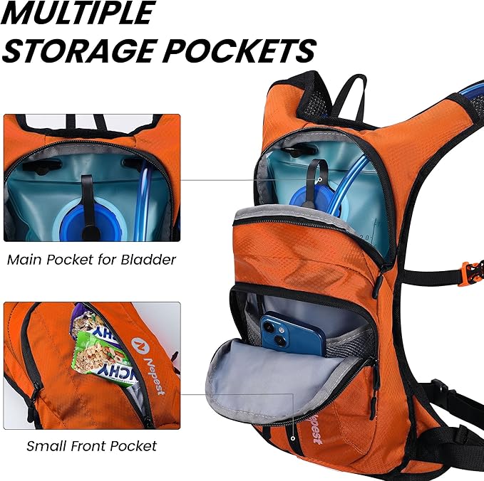 Nepest Hydration Pack Backpack for Women & Men, Lightweight Water Backpack with 2L Water Bladder for Hiking Cycling Running Biking-StrideForce Fitness