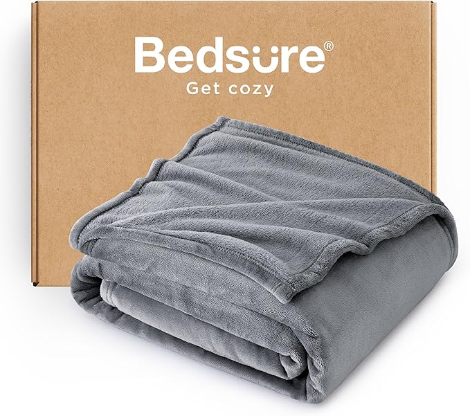 Bedsure Fleece Blanket Twin Size Grey - 300GSM Lightweight Plush Fuzzy Cozy Soft Warm Blanket for Bed, Sofa, Couch, Travel, Camping, 60x80 inches-StrideForce Fitness