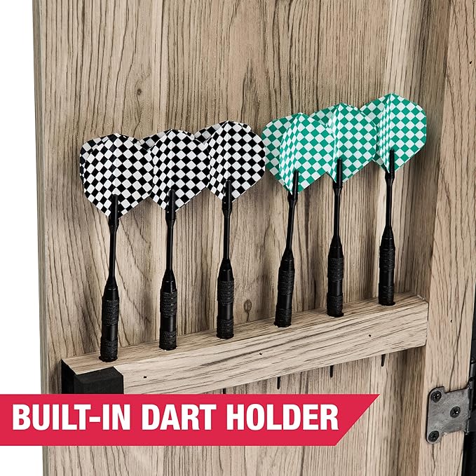 MD Sports Dartboard Cabinet Multiple Styles Electronic Dartboard With Digital X/O Cricket Scorekeeping and Dart Set, Perfect for Cricket Games-StrideForce Fitness