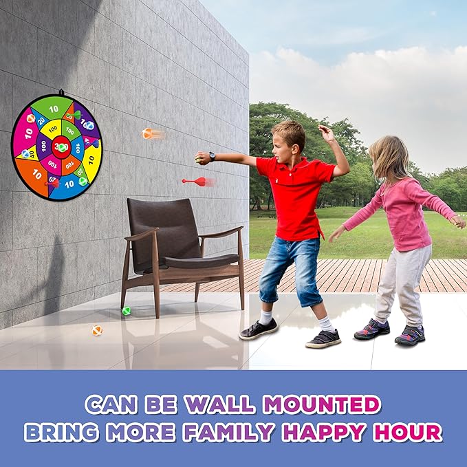 Large Dart Board for Kids, Kids Double-Sided Dart Board with Sticky Balls and Darts, Indoor/Outdoor Sport Fun Party Play Game Toys, Gifts for 3 4 5 6 7 8 9 10 11 12 Year Old Boys Girls-StrideForce Fitness