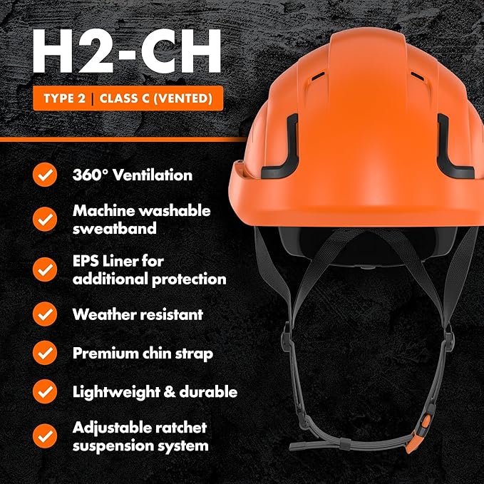 Defender Safety H2 Safety Helmet Hard Hat, Type 2 Class C and E, ANSI Z89.1 and EN 12492 Rated-StrideForce Fitness