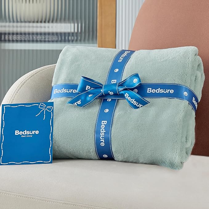 Bedsure Sage Green Fleece Throw Blanket - 300GSM Soft Lightweight Plush Cozy Blankets for Bed, Sofa, Couch, Travel, Camping-StrideForce Fitness