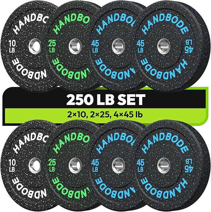 2-Inch Bumper Plates High Bounce, Olympic Weight Plate Set 45/100/160/190/260/300lb, Barbell Weight Plates Set for Home Gym, Colored Weights Rubber Strength Training Plate for Weight Lifting-StrideForce Fitness
