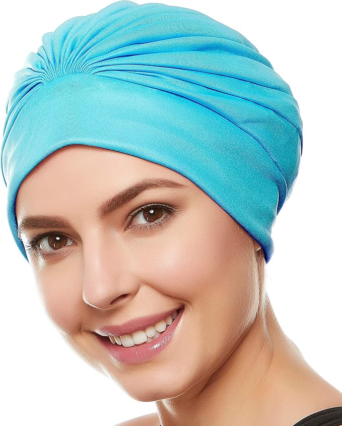 BEEMO Swim Caps for Women Swimming Turban Polyester Latex Lined Pleated for Ladies-StrideForce Fitness