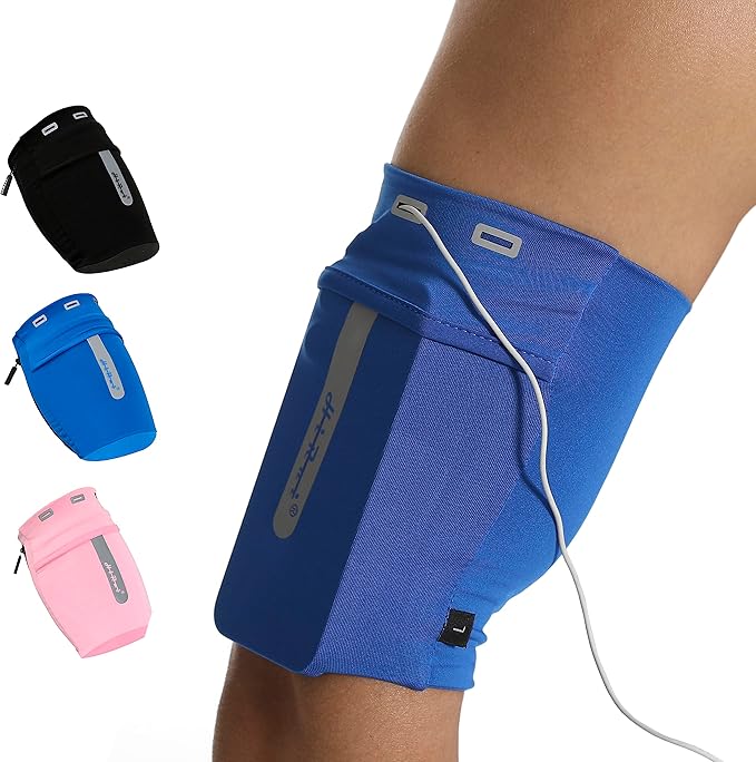HiRui Running Armband Sleeve Universal Sports Armband Cell Phone Holder Armband for Exercise Workout, Compatible with iPhone 16/15/14/13/Plus/Pro Samsung Galaxy All Phones (L, Blue)-StrideForce Fitness
