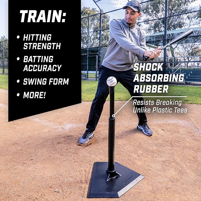 GoSports Baseball & Softball Batting Tees - Choose Jr. or Standard - Adjustable Rubber Hitting Tee-StrideForce Fitness