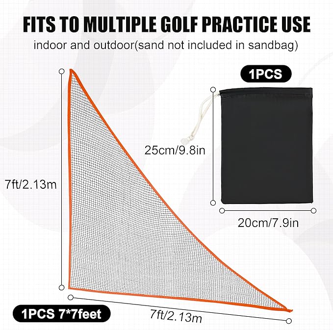 1/2PCS Golf Shank Net Attachment for Golf Hitting Nets with Sandbag, 7 * 7FT/7 * 10FT Golf Barrier Side Net,Golf Practice Hitting Net Barrier Net for Golf, Baseball, Hockey, Soccer (Black/Red-StrideForce Fitness