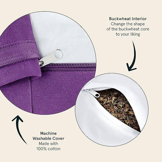 Retrospec Sedona Zafu Meditation Cushion Filled w/Buckwheat Hulls - Yoga Pillow for Meditation Practices - Machine Washable 100% Cotton Cover & Durable Carry Handle, Round-StrideForce Fitness