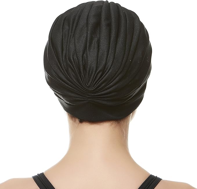 BEEMO Swim Caps for Women Swimming Turban Polyester Latex Lined Pleated for Ladies-StrideForce Fitness