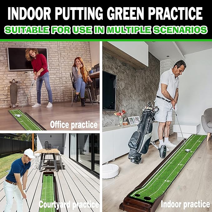 Putting Green Indoor Mat Outdoor Golf Putting Mat with Automatic Ball Return - Ideal for Home, Office, and Outdoor Use-StrideForce Fitness