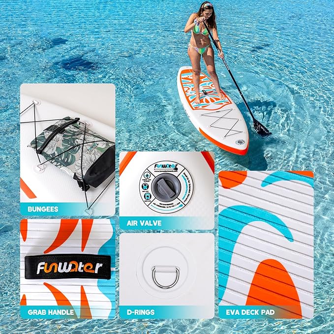 FunWater Inflatable Ultra-Light Stand Up Paddle Board for All Skill Levels with Premium SUP Paddleboard Accessories,Non-Slip Comfort Deck for Youth & Adults-StrideForce Fitness