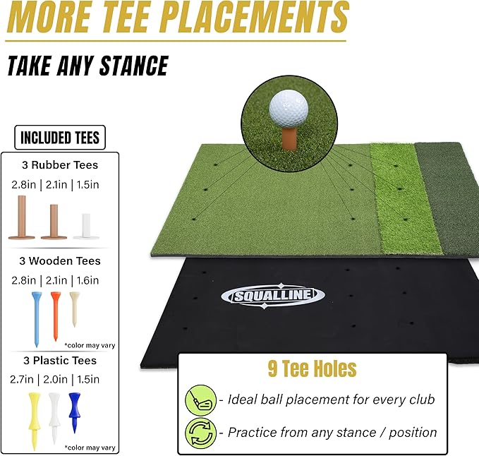 6x4ft Extra Large & 5x4ft Extra Thick Premium Golf Mat | Golf Mats Practice Indoor, Outdoor, or with Simulator/Net | Durable Golf Hitting Mat with Tees-StrideForce Fitness