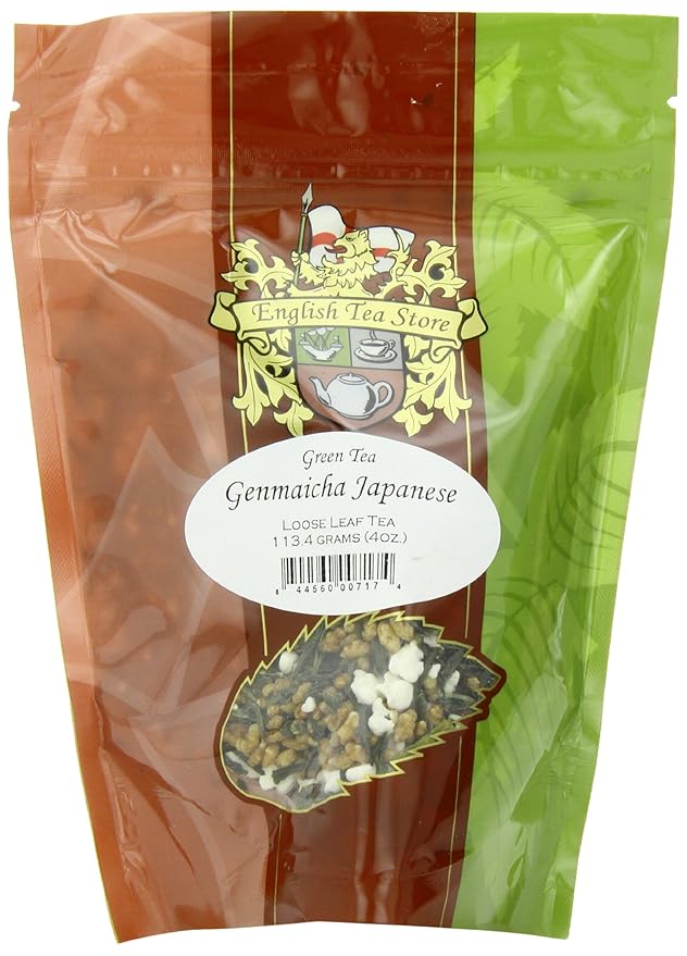 Genmaicha Chai Green Tea | Loose Leaf Japanese Green Tea with Fire-Toasted Rice | Popcorn Tea with Sweet Toasty Flavor | 4oz Resealable Pouch | Golden Yellow Liquor | English Tea Store-StrideForce Fitness