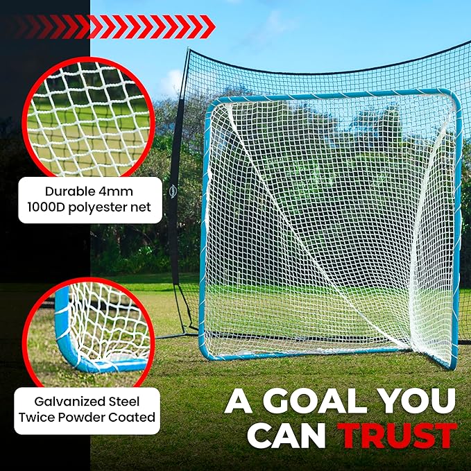 Velocity - Lacrosse Goal - Portable Steel Frame with Black Net, Perfect for Youth and Adult Training, Backyard Design-StrideForce Fitness