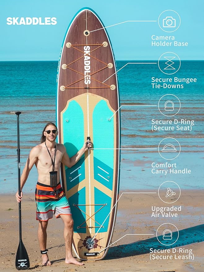 11' Inflatable Stand Up Paddle Board – Extra Wide SUP for Adults & Kids of All Skill Levels, Stable Paddleboard with Pump, Fins, Backpack, Accessories & Waterproof Phone Pouch-StrideForce Fitness