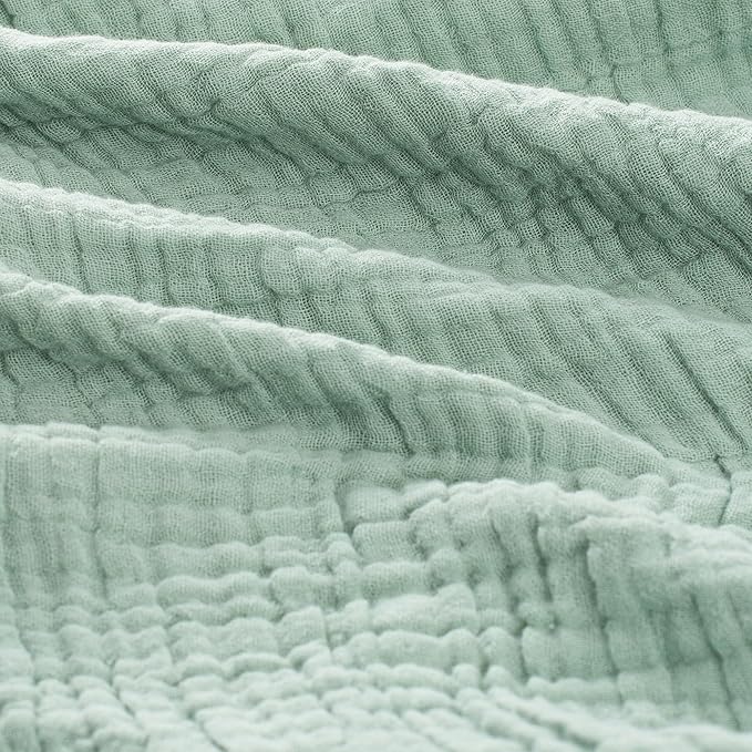Carriediosa 100% Cotton Muslin Throw Blanket 50" X 70" Throw XL Size，4-Layers Summer Gauze Throws for Bed Couch，Soft Lightweight Breathable Linen Blankets Bedspread for Adults All Season，Sage Green-StrideForce Fitness