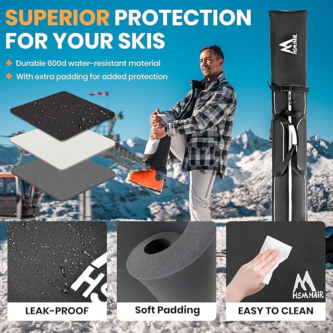 Ski Bag and Boot Bag Combo,Padded Ski Bag Set for Air Travel,Snow Ski Bags for Adults,Water- resistant Ski Boot Bag Fits for Skis Up to 200 CM and Boots Up To Size US13-StrideForce Fitness