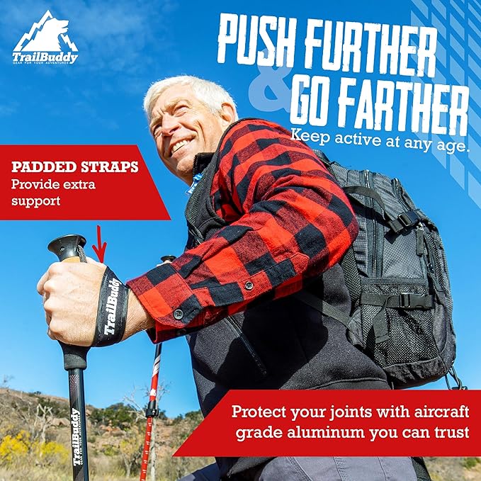 TrailBuddy Trekking Poles - Lightweight, Collapsible Hiking Poles for Snowshoe & Backpacking Gear - Pair of 2 Walking Sticks for Hiking, 7075 Aluminum with Cork Grip-StrideForce Fitness