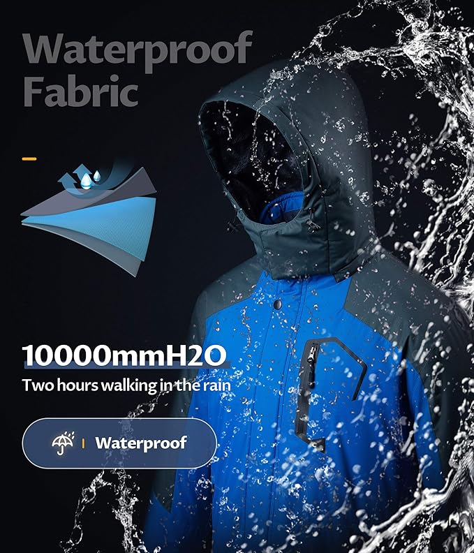 CREATMO US Men's Mountain Waterproof Ski Jacket - Windproof Snowboarding Warm Winter Coat Raincoat-StrideForce Fitness