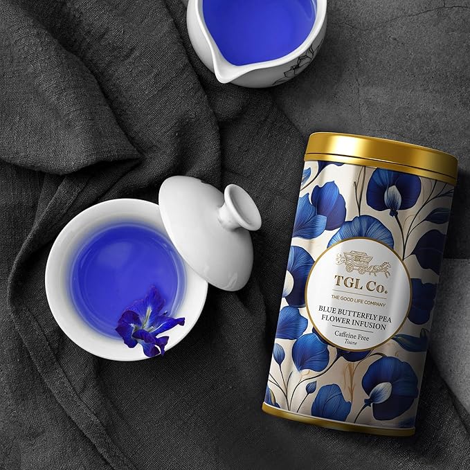 TGL Co. Blue Butterfly Pea Flower Tea (1.76 oz / 50g) Tall Tin Can | Natural Herbal Tea | Enjoy Hot or Iced | Blue Tea-StrideForce Fitness