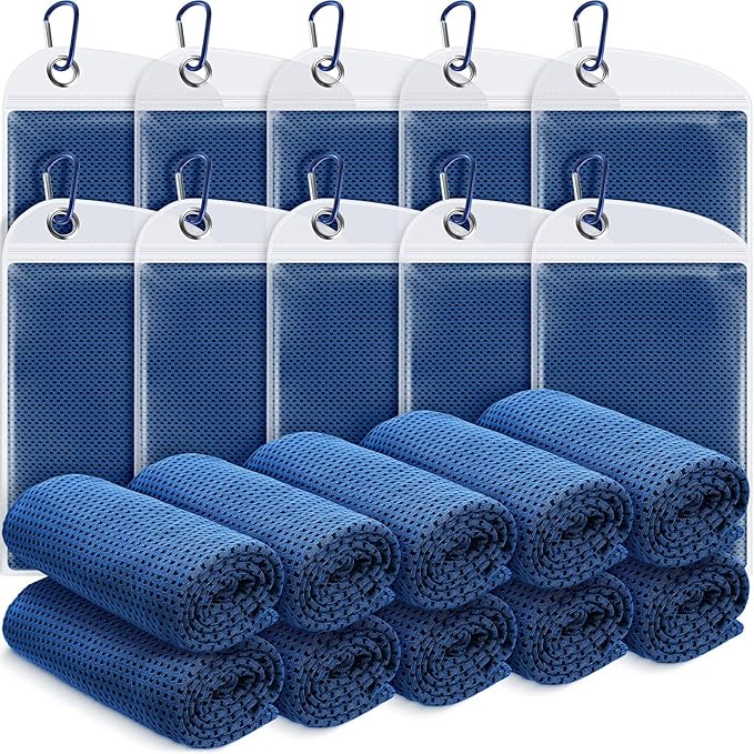 20 Pcs Cooling Towel 40 x 12 Ice Towel for Neck and Face Microfiber Chilly with Bag Breathable Yoga Gym Stay Cool Towels Sweat Rag for Workout Running Camping Pilates Beach Accessories (Royal Blue)-StrideForce Fitness