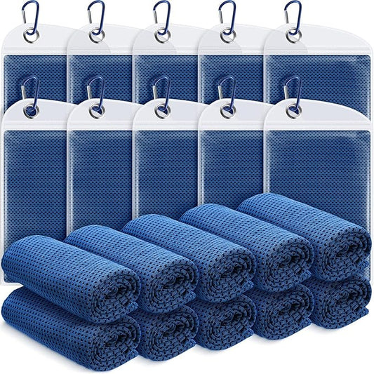 20 Pcs Cooling Towel 40 x 12 Ice Towel for Neck and Face Microfiber Chilly with Bag Breathable Yoga Gym Stay Cool Towels Sweat Rag for Workout Running Camping Pilates Beach Accessories (Royal Blue)-StrideForce Fitness