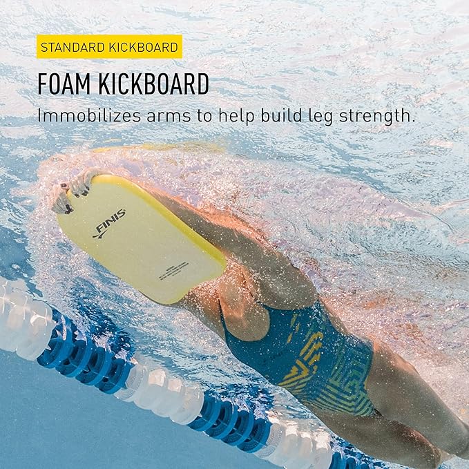 FINIS Foam Kickboard for Swim Training - Builds Leg Strength - Soft EVA Foam - Comfortable Grip - Yellow-StrideForce Fitness